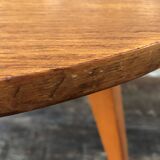 Vintage round coffee table, oak tripod legs circa 60