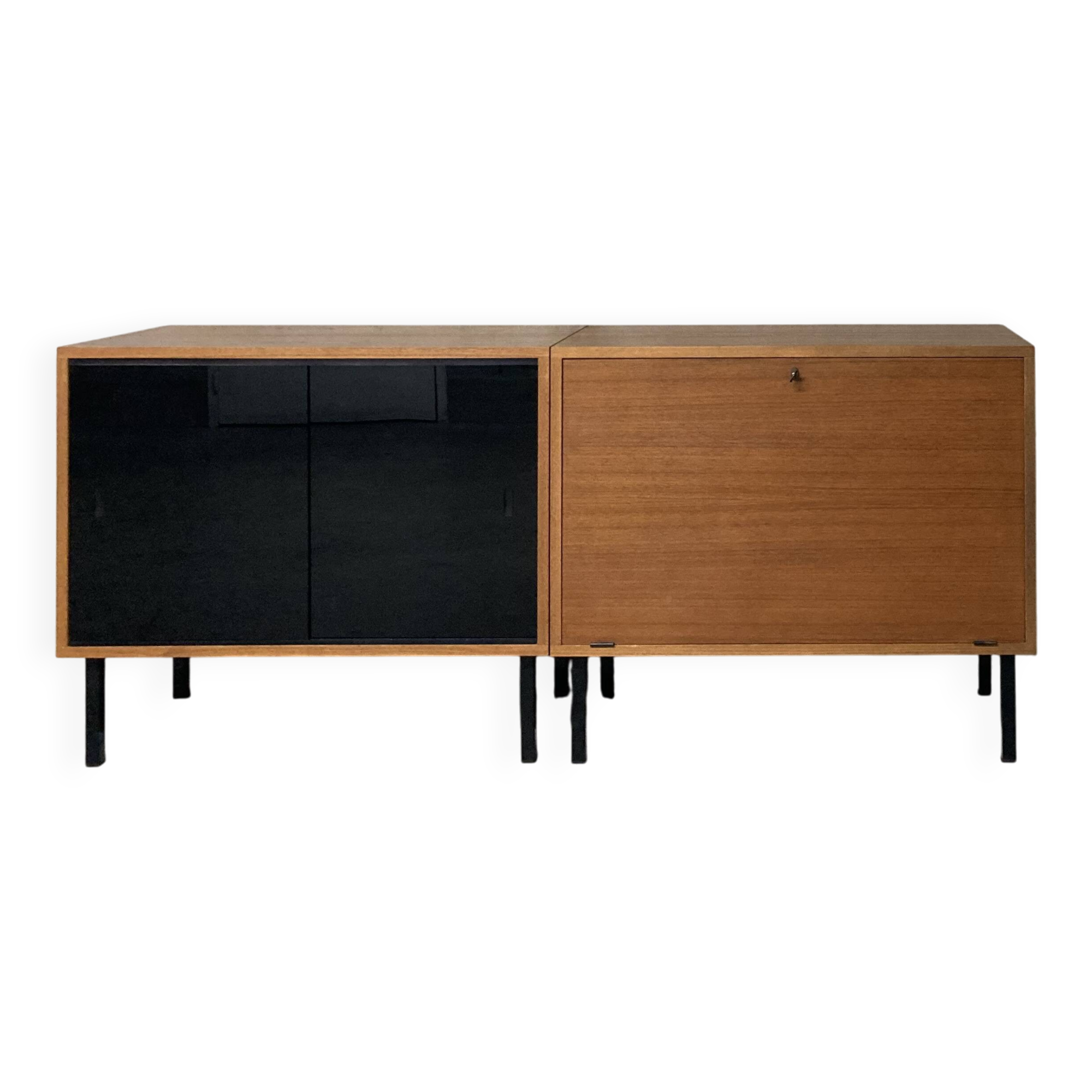 Enfilade moderniste vitrine teck Philippon et Lecoq vintage années 60