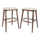 Rustic Beech Bar Stools – Striped Jacquard Fabric