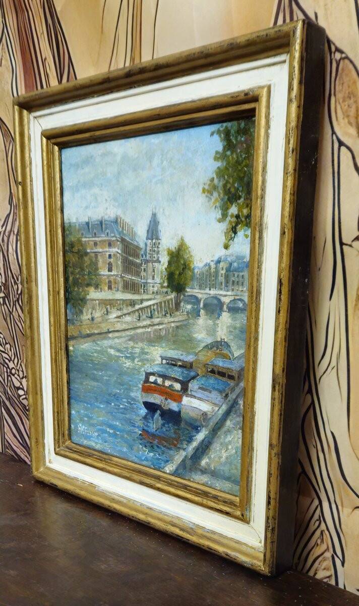 Huile sur panneau – Paris Quai des Grands-Augustins – signée H. Charby