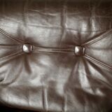 Pair of armchairs brown leather base stainless steel, France, circa 1970