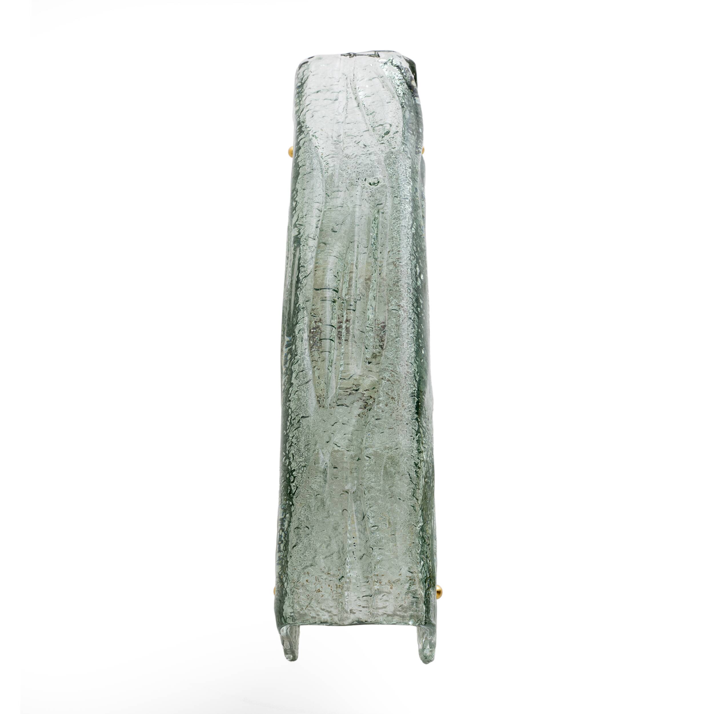 Pair of Mazzega-Style Aquamarine Murano Glass Sconces