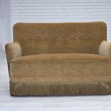 1970s, Danish 2-seater sofa, light green furniture velour.