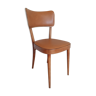 Bistro chair Baumann 1963 curved wood and skaï imitation leather caramel