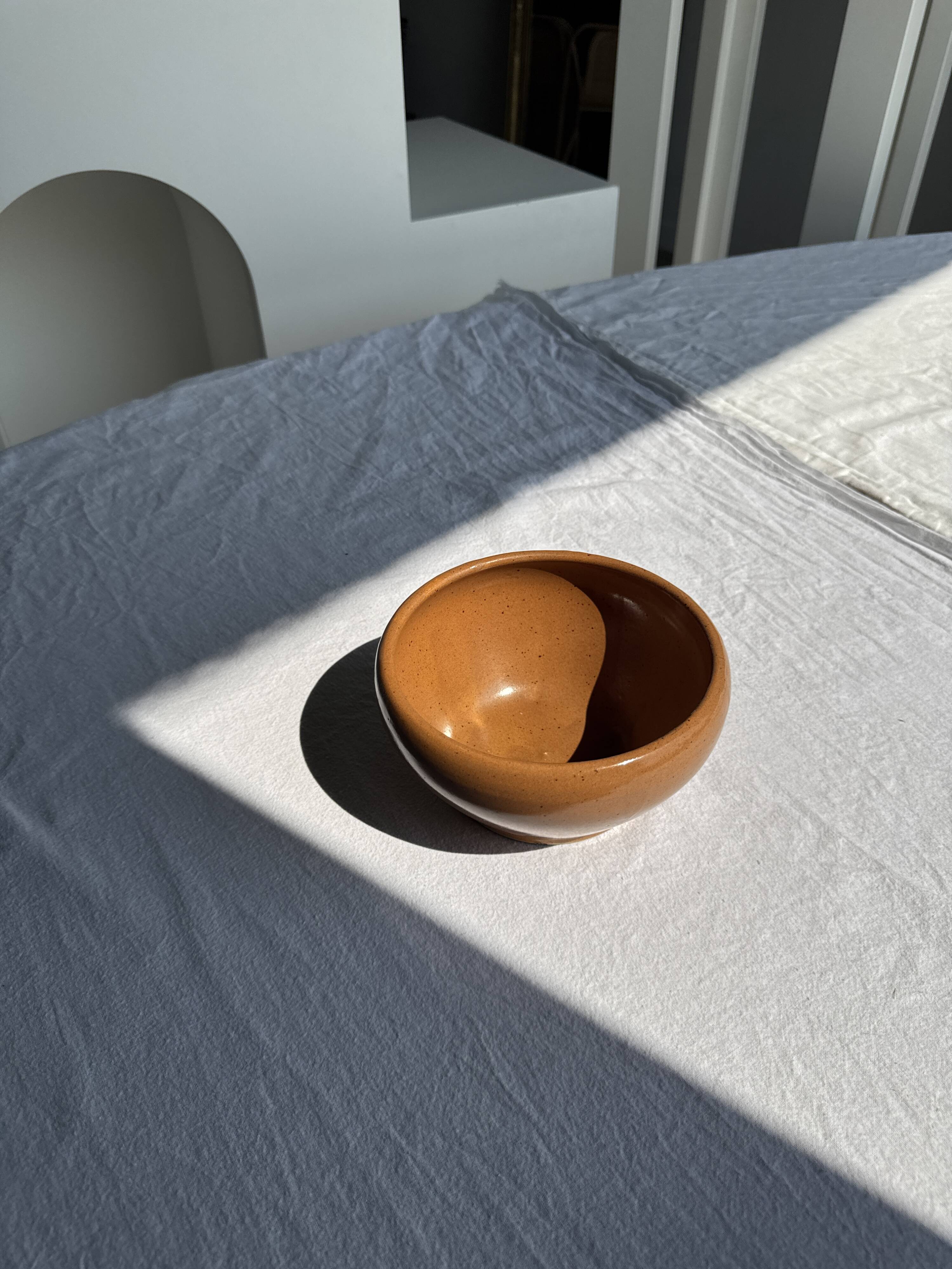 Moyen bol en grès Digoin Grès Pots France brun orange D17