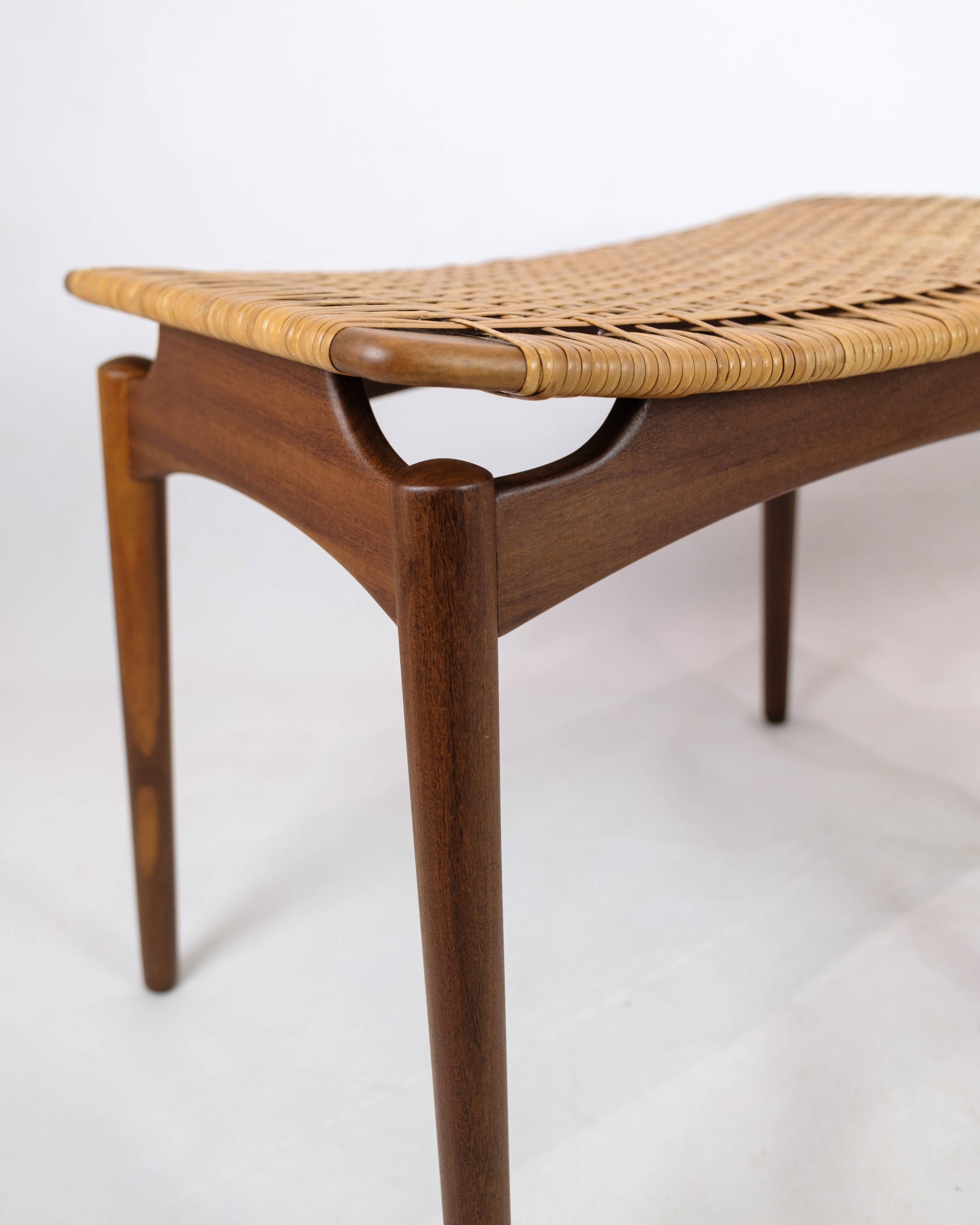 Papercord Stool In Teak By Sigfred Omann Made By Ølholm Møbelfabrik From 1960s