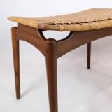 Papercord Stool In Teak By Sigfred Omann Made By Ølholm Møbelfabrik From 1960s