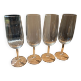 4 flutes stemmed glasses wine / champagne