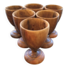 Set of 6 wooden egg cups