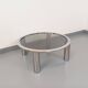 Vintage round coffee table in smoked glass and chrome metal from the 70s