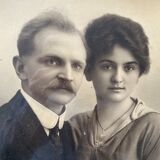 Oval frame portrait of a 19th century couple