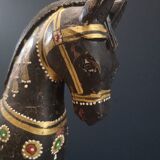 Black horse rocking wood painted old finish