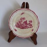 Service Gien "Paysage rose" original 2 plat à gateau + 8 assiette à dessert