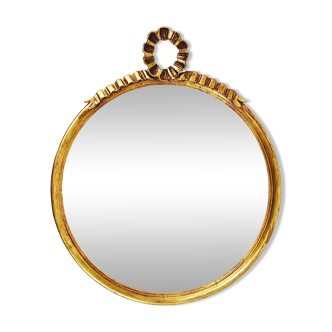 Miroir mural rond en bois doré milieu du siècle, C. Allodi & G. Subelli, Italie, années 1950
