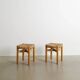Pair of French Mid Century Wooden Meribel Stools by Charlotte Perriand 1960