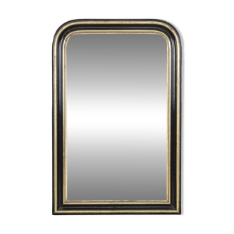 19th C Foxed Black and Gold Napoleon III Mirror