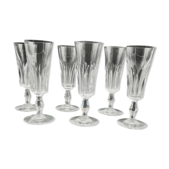 6 verres champagne flutes signé Baccarat Polignac