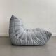 Sky blue leather armchair