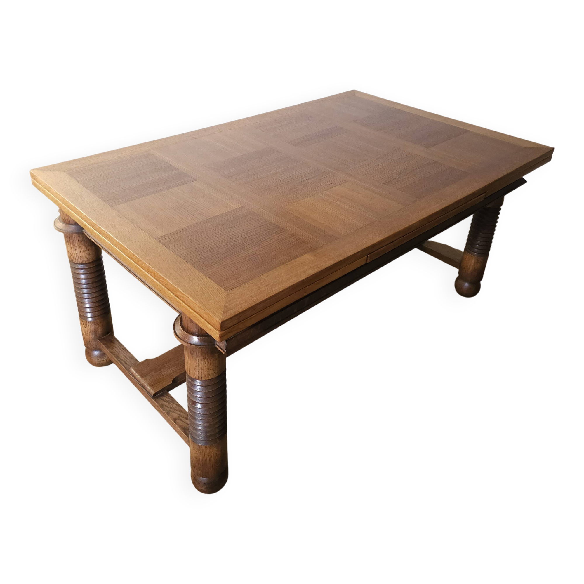 Oak dining table, DLG Charles Charles Dudouyt, 1950s