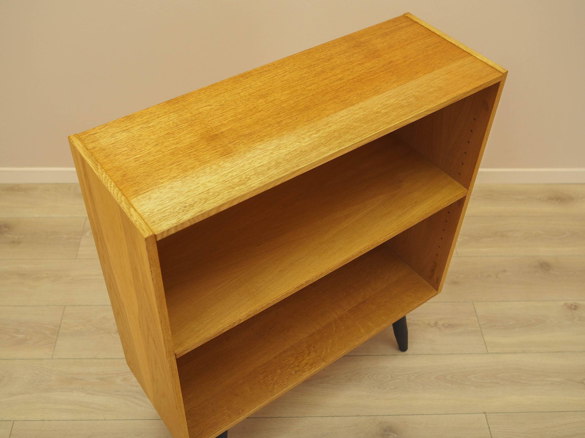 Ash shelving unit on splayed legs, Denmark, 1960s