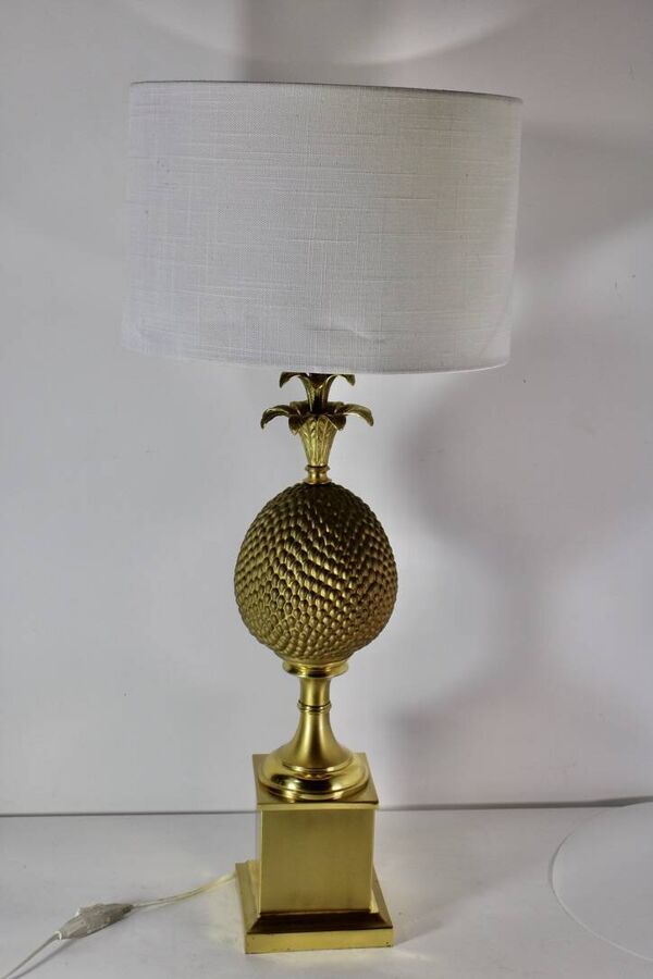 Pied de lampe ananas en laiton, France 1970