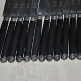12 Antique silver ebony dessert knives