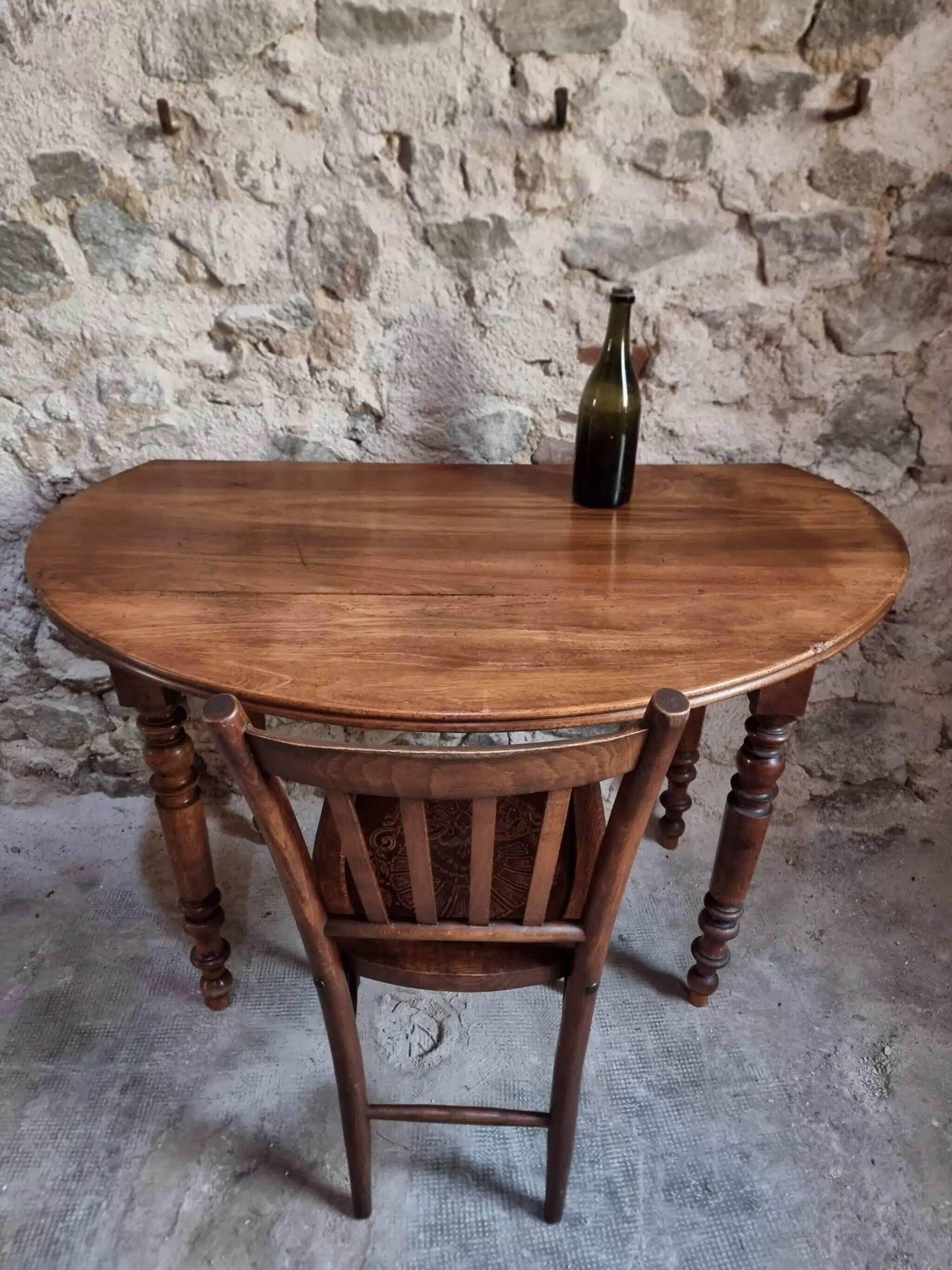 Antique French walnut folding dining table