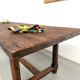 Brutalist farmhouse table in solid oak, 270 cm, 1920s.