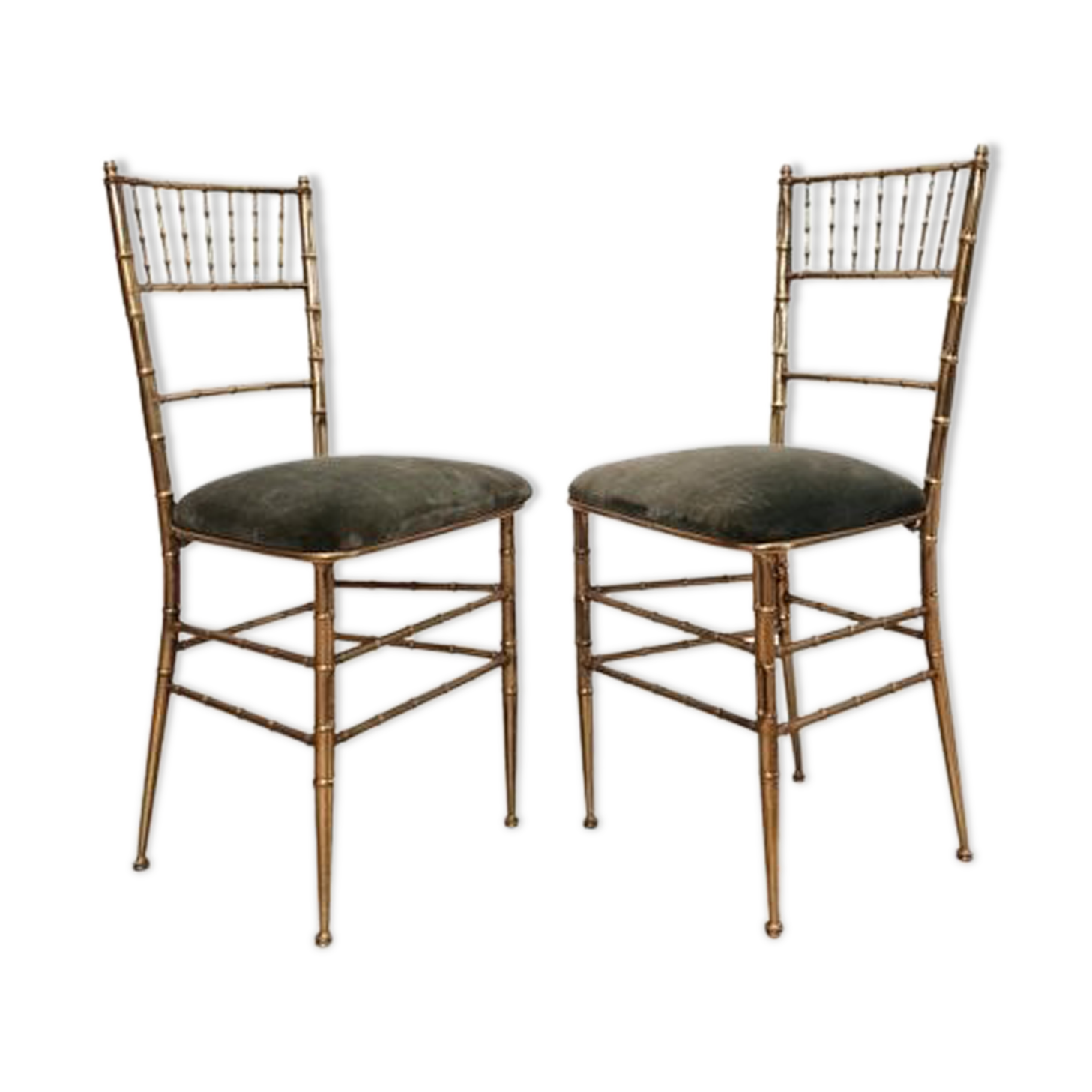 Set of 2 opera chairs in faux bamboo, France, 1940s