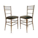 Set of 2 opera chairs in faux bamboo, France, 1940s