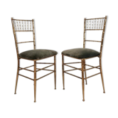 Set de 2 chaises d'opéra en faux bambou, France, années 1940