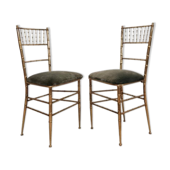 Set of 2 opera chairs in faux bamboo, France, 1940s