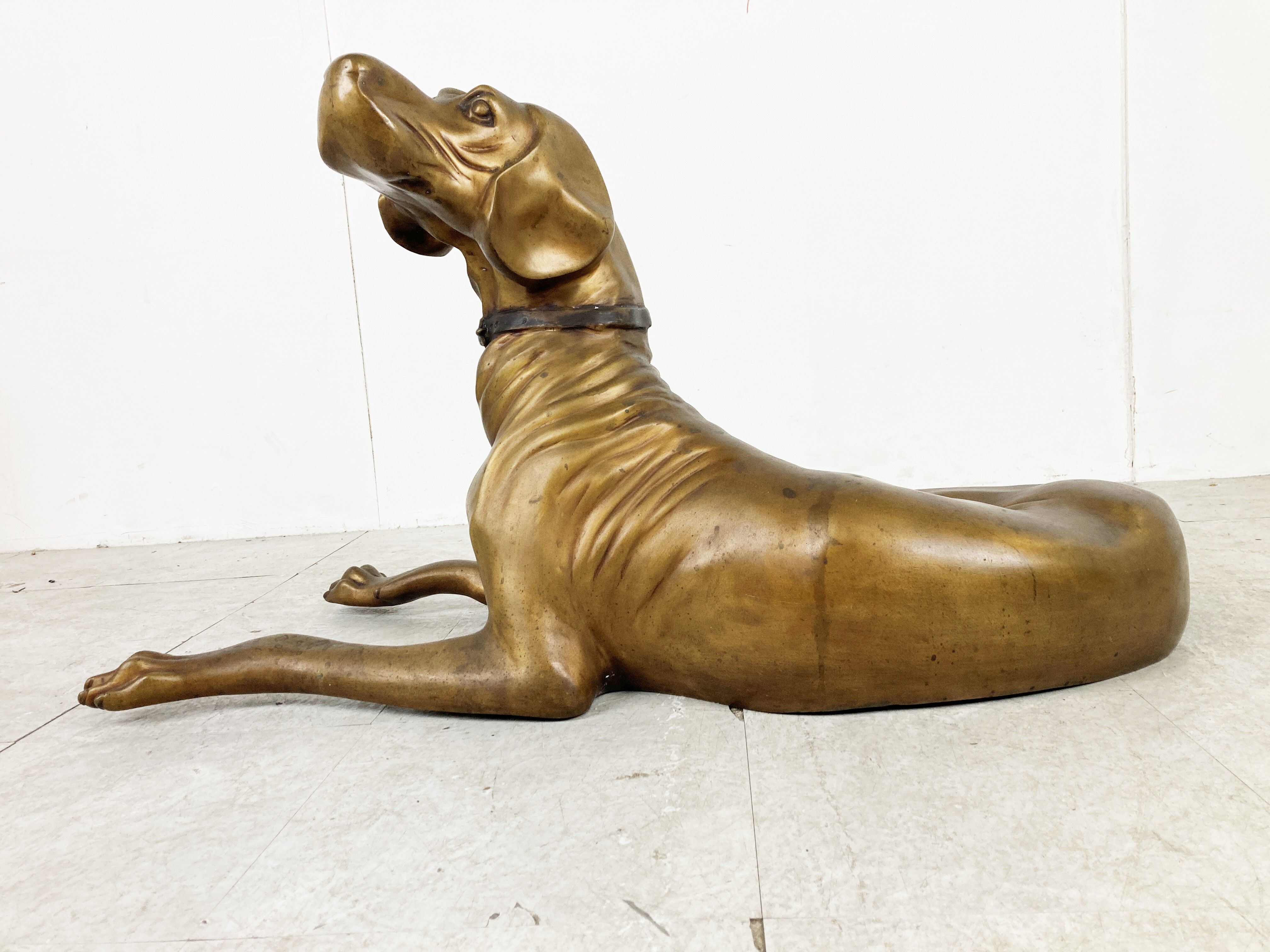 Life size brass dog sculpture, 1960s