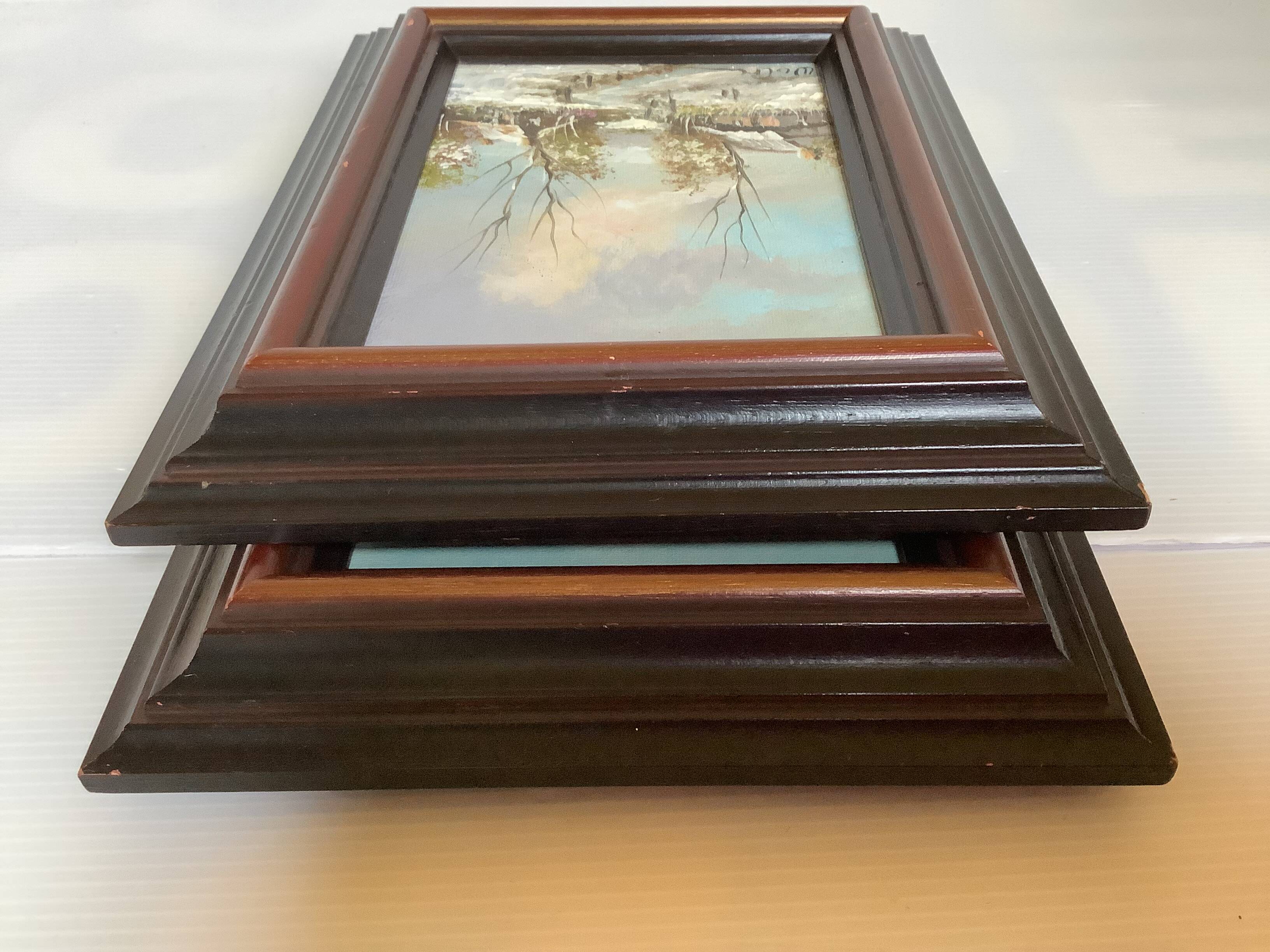 Pair of landscape paintings, oil on cardboard