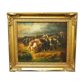 Old painting "Arab Riders at the water's point".