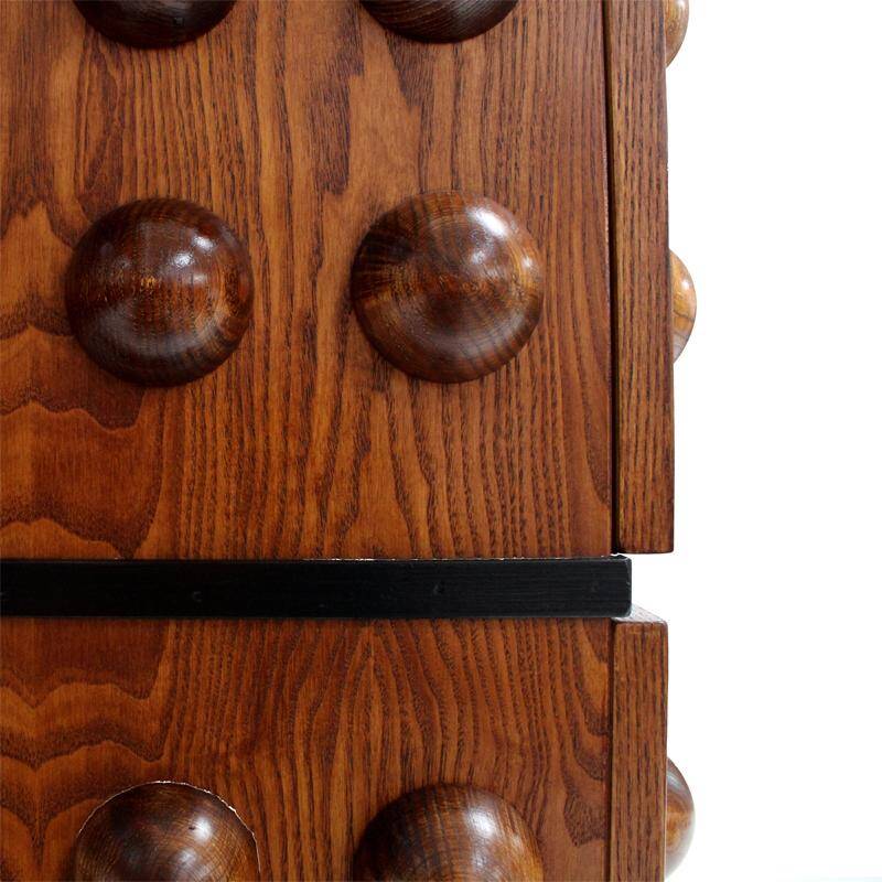 Brutalist Style Italian Dry Bar made of Wood and Glass, Drinks Cabinet