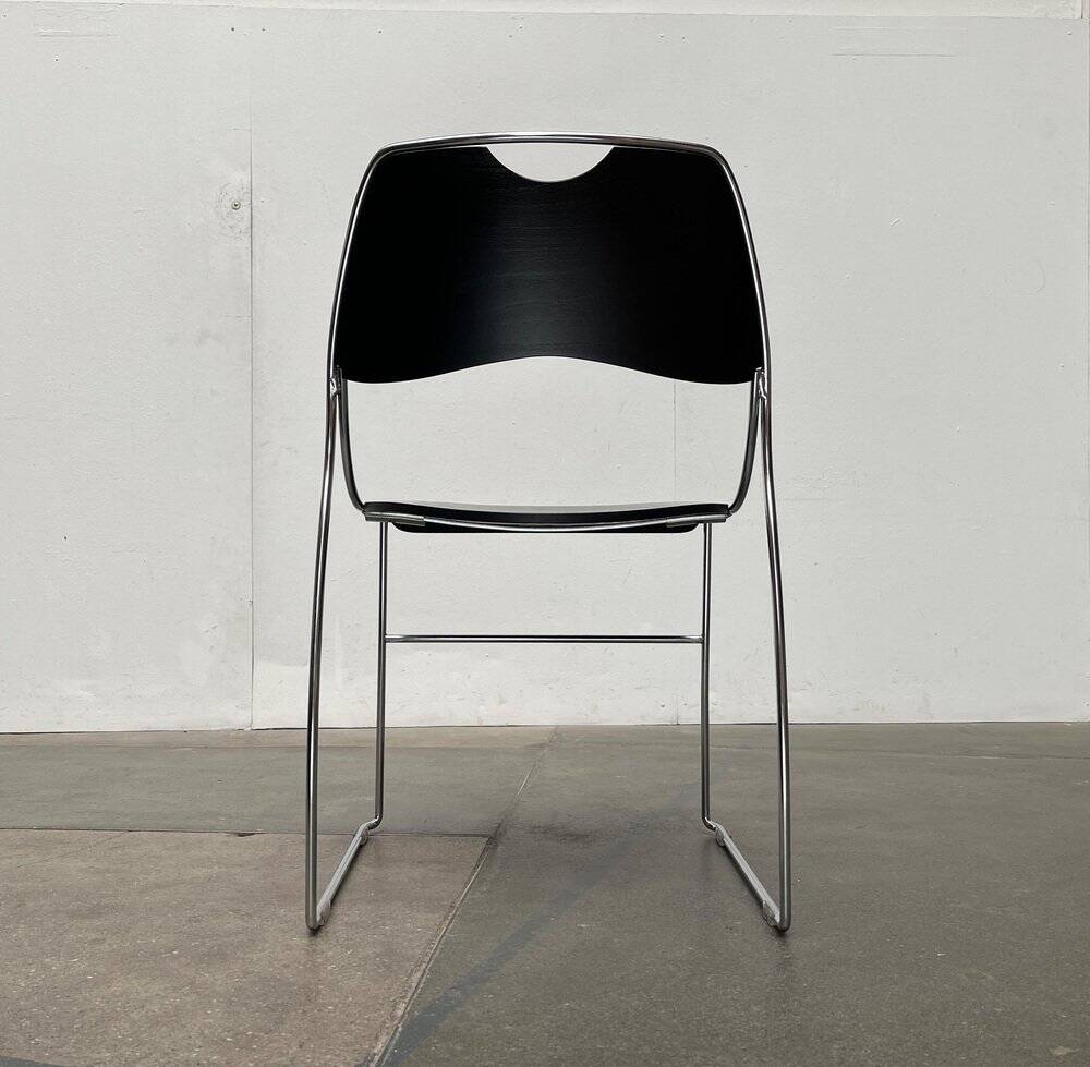 Set of minimalist postmodern stackable chairs, 1980s.