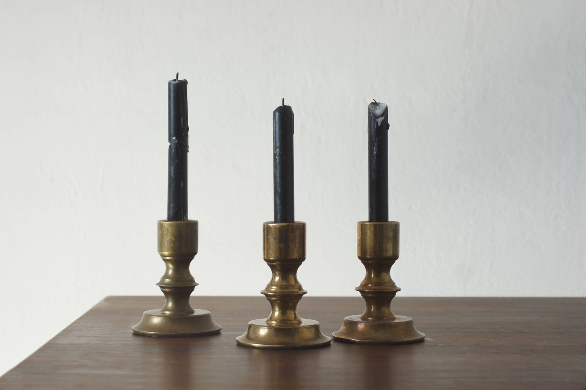 Vintage Norwegian Brass Candlesticks, 1970s, Set of 3
