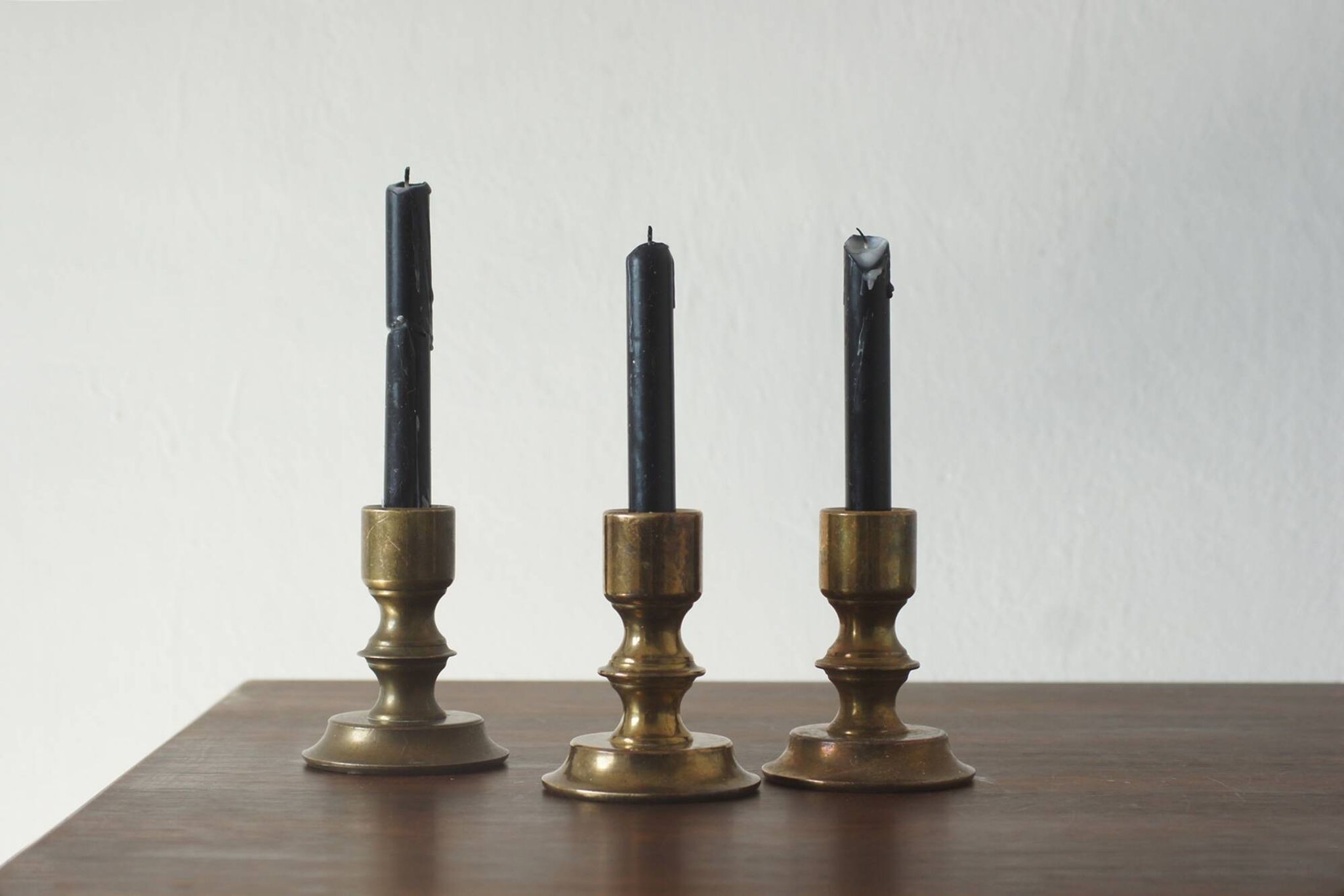 Vintage Norwegian Brass Candlesticks, 1970s, Set of 3