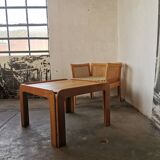 Square coffee table in light oak design 1970