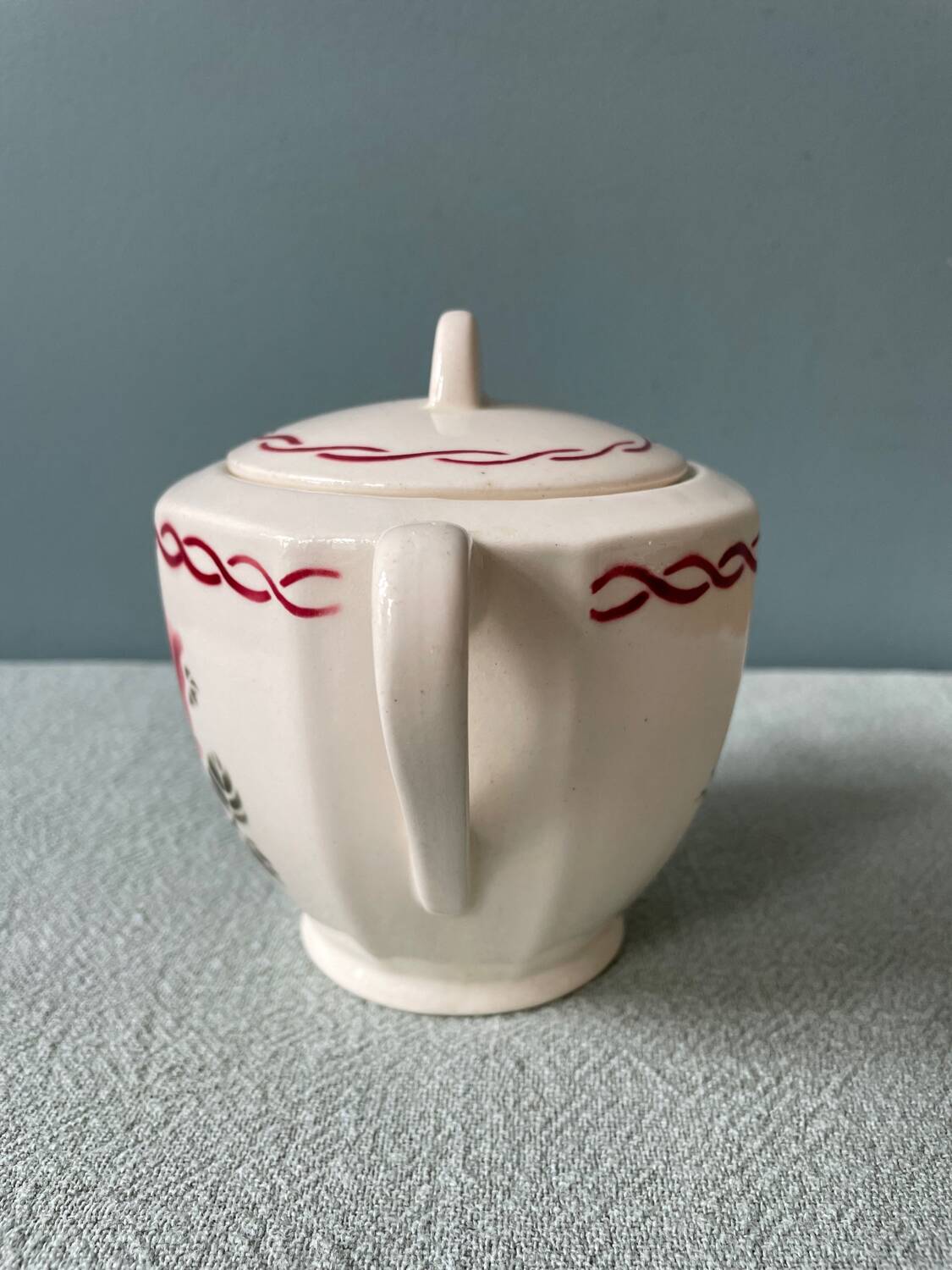 Vintage sugar bowl in half Badonviller porcelain
