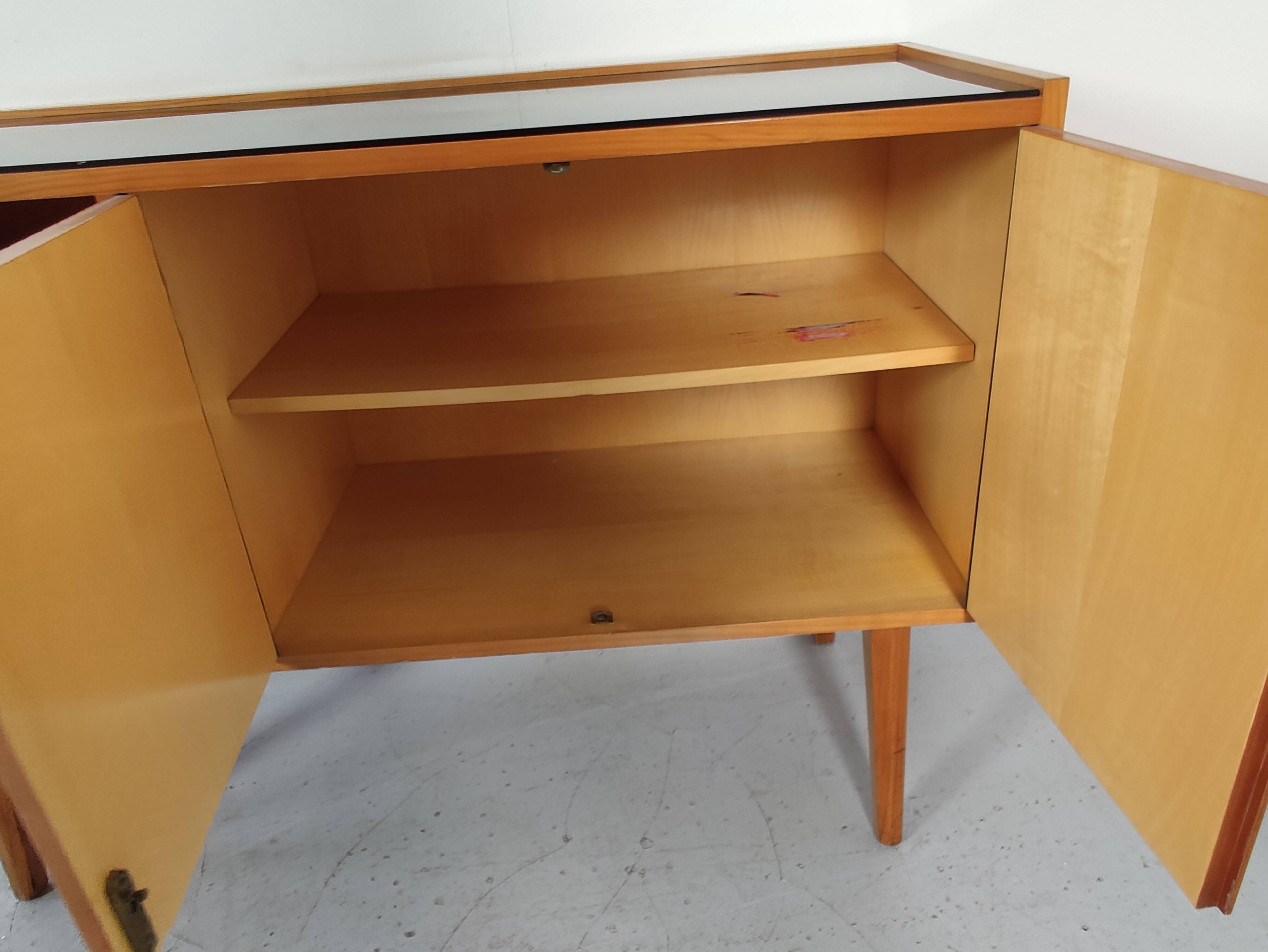 Scandinavian vintage wood and glass enfilade , 50s/60s