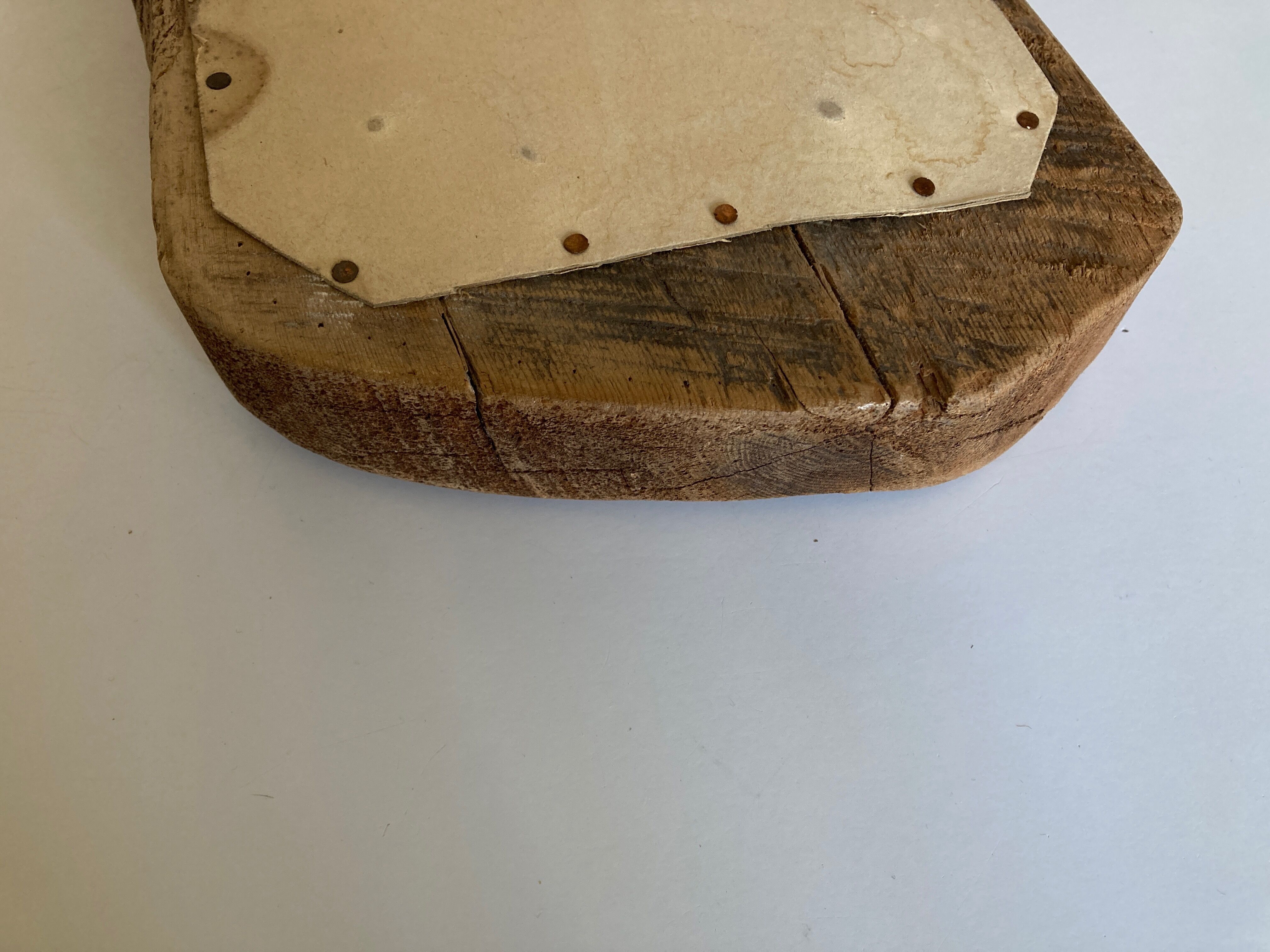 Mirror cubist shape in raw wood Formentera 1970