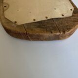 Mirror cubist shape in raw wood Formentera 1970