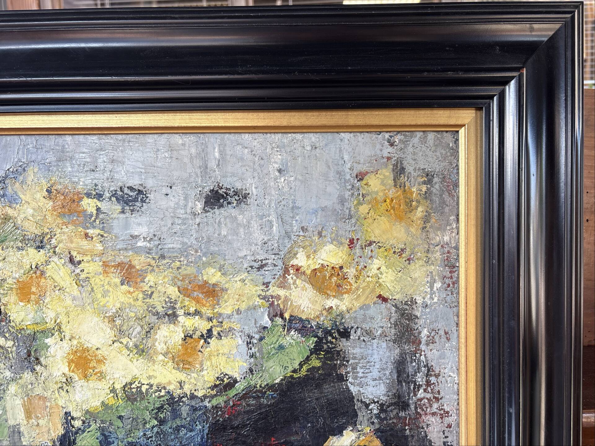 Signed painting by Idka Cohen, oil on canvas, still life with flowers, year
