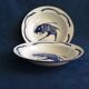 Set of 2 hollow plates enamelled white vintage basins