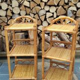 Chevets table de nuit en rotin vintage