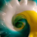 Murano vase with multi colors green, yellow, rare white 1960