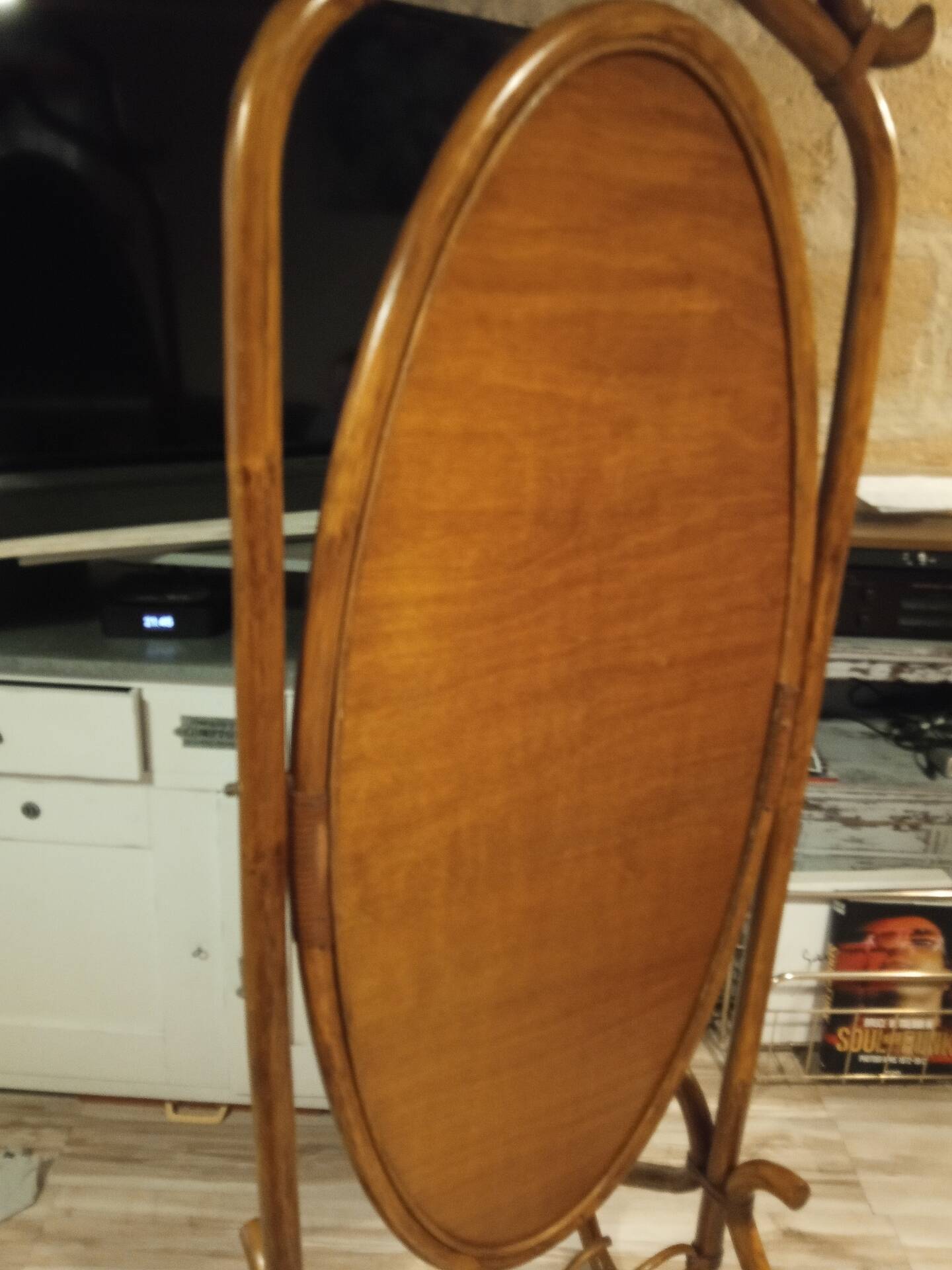 Antique curved rattan mirror – 175 cm – Art Nouveau elegance