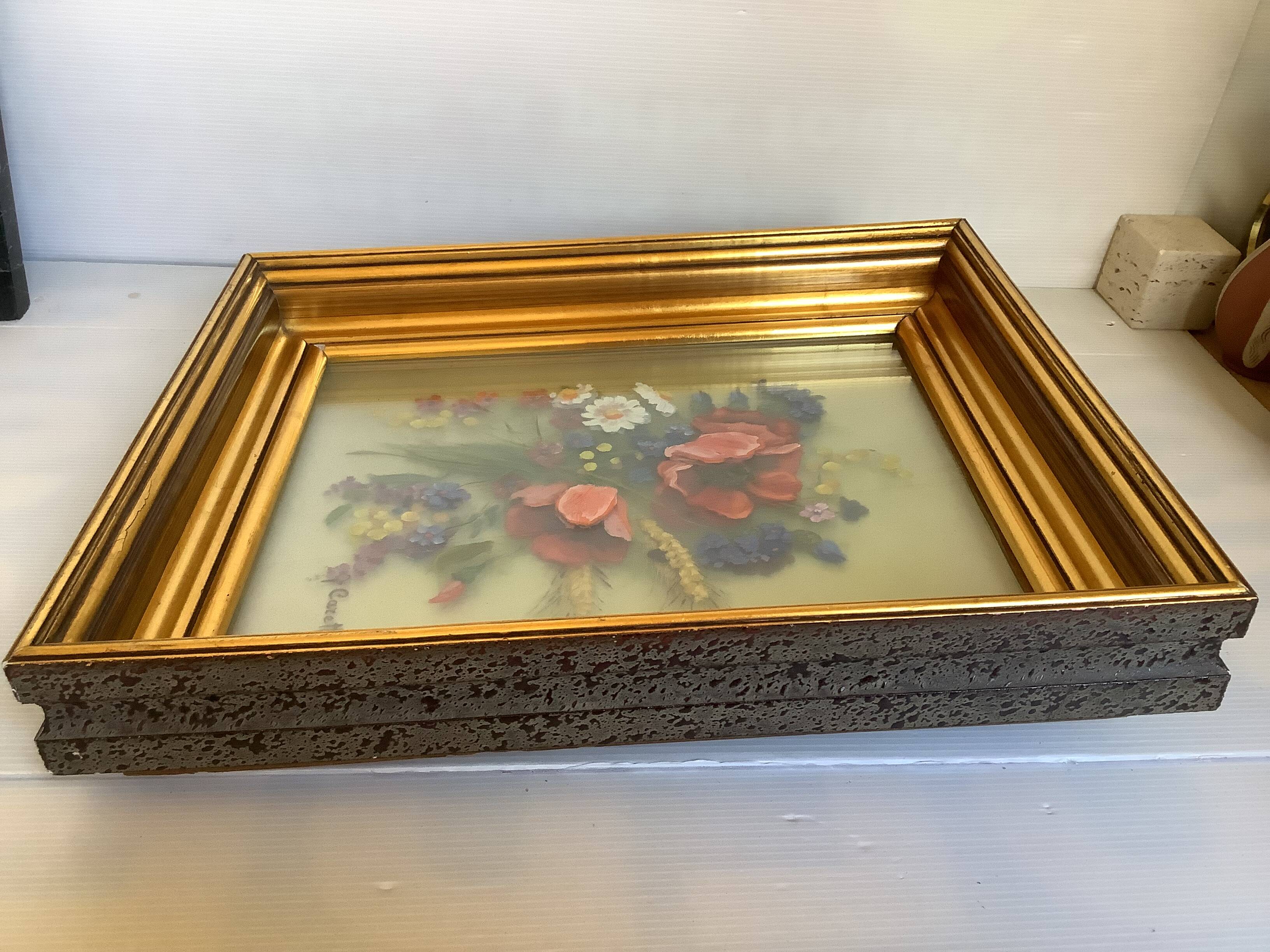 Old painting bouquet of flowers signed